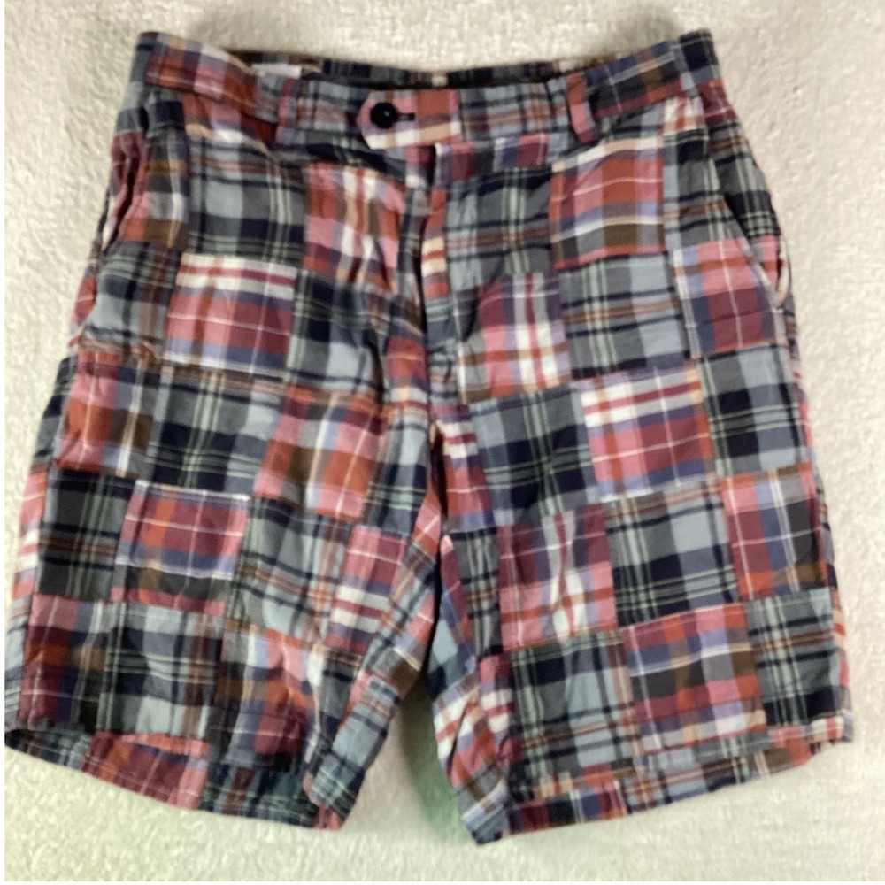 Brooks Brothers Mens 32 Patchwork India Madras Plaid Cotton Shorts Multi-Color